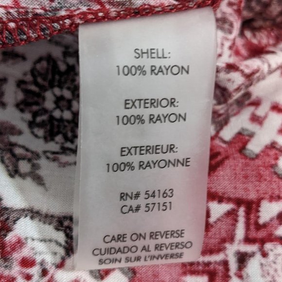 Calvin Klein Maroon Pink White Mixed Print Long Sleeve Dress - size 4 - Picture 14 of 14